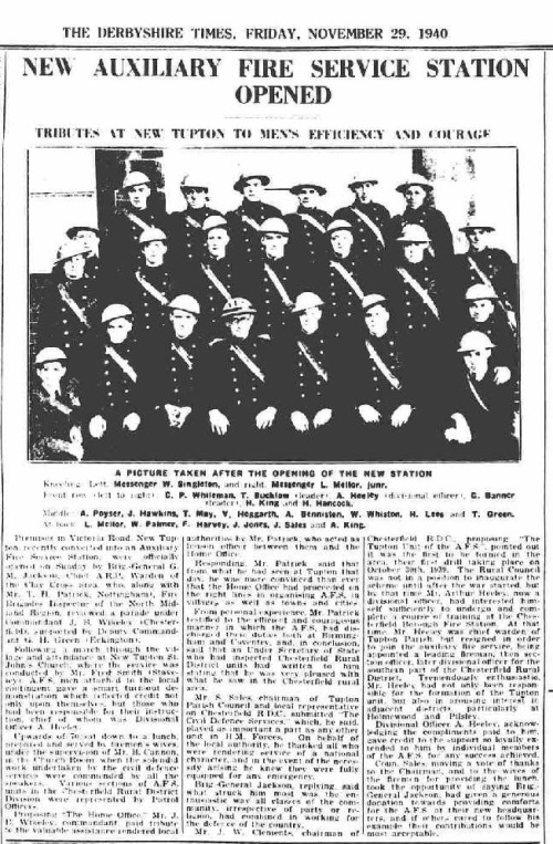 1940 Derbyshire Times - Fire Station Opening