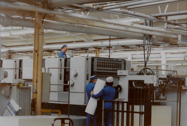 Robinson and Sons Litho Department , Portland Works, Goytside 1990s. - Keith Davies