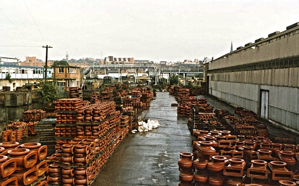 This is the rear stockyard of Bryan Donkins top shop in the 80's when business was booming for the firm. - Trevor Ravey