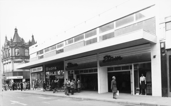 Corner of Burlington Street and Packer's Row, Chesterfield, 1974