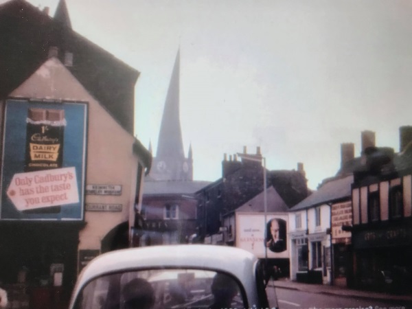 Holywell Street, coming up to the Post Office and Crooked Spire Chesterfield, in 1960s. - Alan Taylor