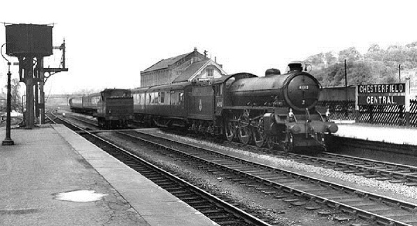 61312 arrives at Chesterfield Central on a Manchester-Marylebone express in 1958 (photo by Neville Stead) 