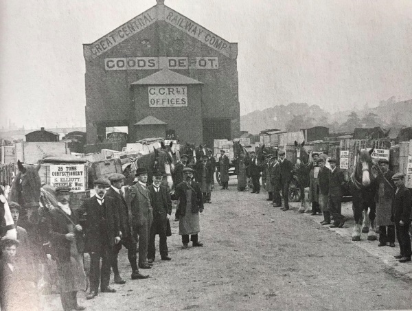 The Great Central Railway Station goods yard with delivery carts, c. 1910. - Alan Taylor