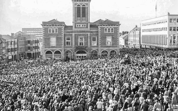 Market Place on the occasion of the Royal visit of H R H Prince Charles and the Princess of Wales in November 1981. - Paul Greenroad