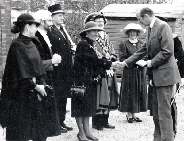 Royalty - Duke of Kent greeting the Mayoress, Mrs Kendellen at Dema Glass -1992  - Chesterfield Museum