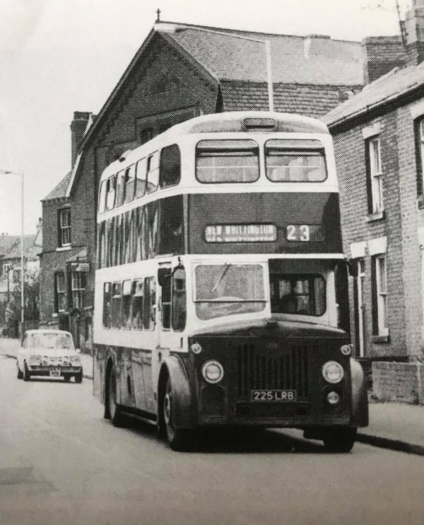 The old order at Station Road as Chesterfield Transport 225 makes for New Whittington in 1978.  - Alan Taylor