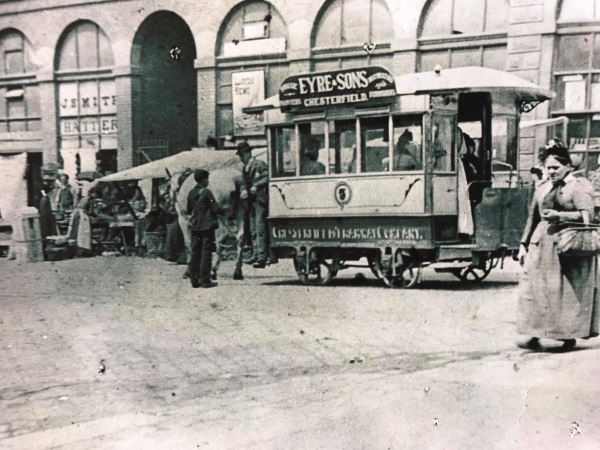 Tram 5, in Low Pavement around about 1890 - 1900. - Alan Taylor