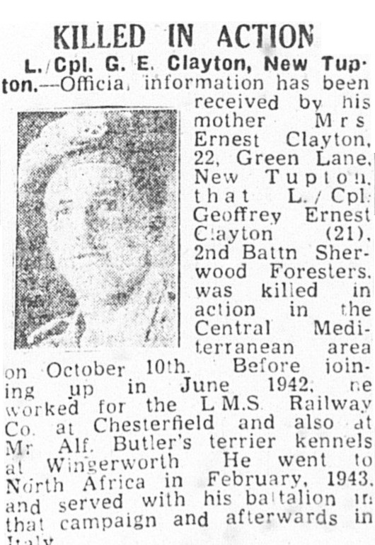 G Clayton - Obituary, Derbyshire Times.