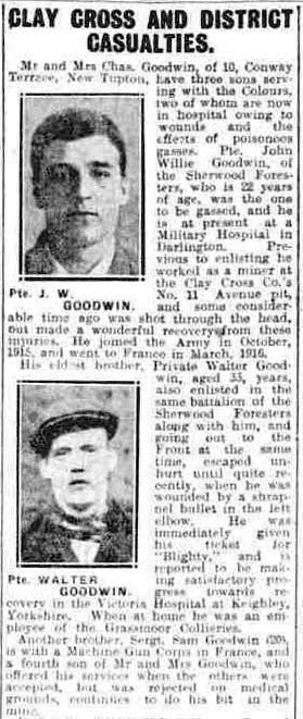 Derbyshire Times Obituary of Walter Goodwin